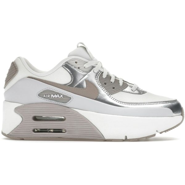 Nike Air Max 90 LV8 Summit White Vast Grey Metallic Platinum College Grey (Womens)