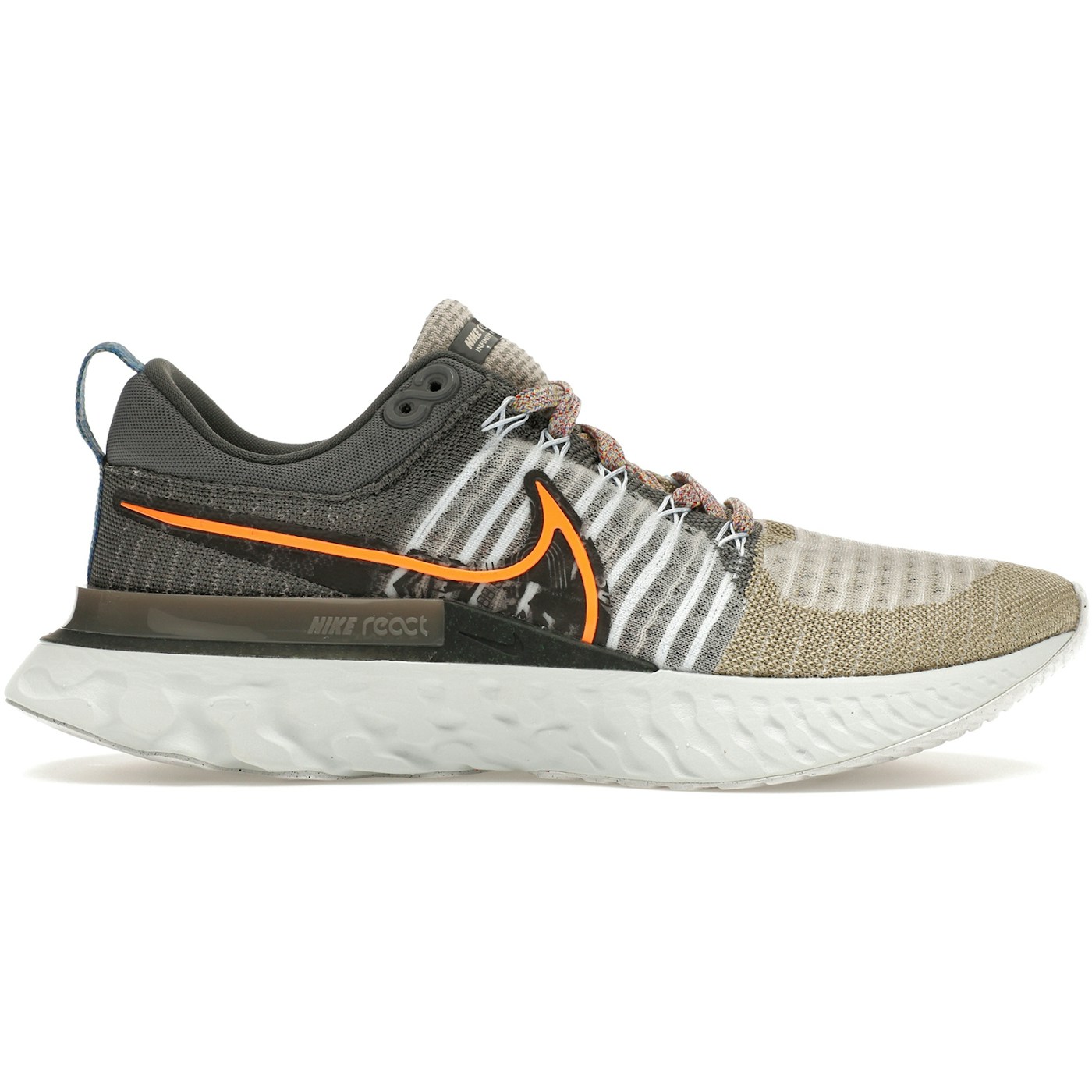 Nike React Infinity Run Flyknit 2 Light Bone Grey Orange