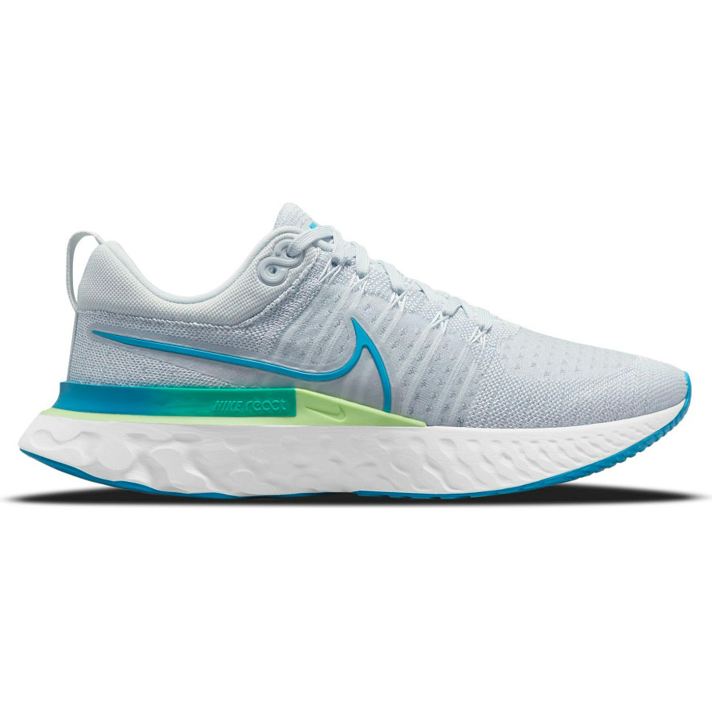 Nike React Infinity Run Flyknit 2 Pure Platinum Emerald Laser Blue