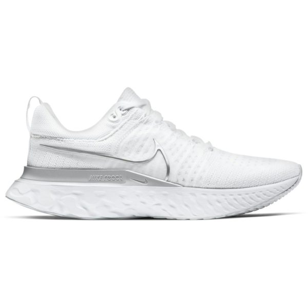 Nike React Infinity Run Flyknit 2 White Metallic Silver (Womens)
