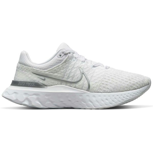 Nike React Infinity Run Flyknit 3 White Metallic Silver (Womens)
