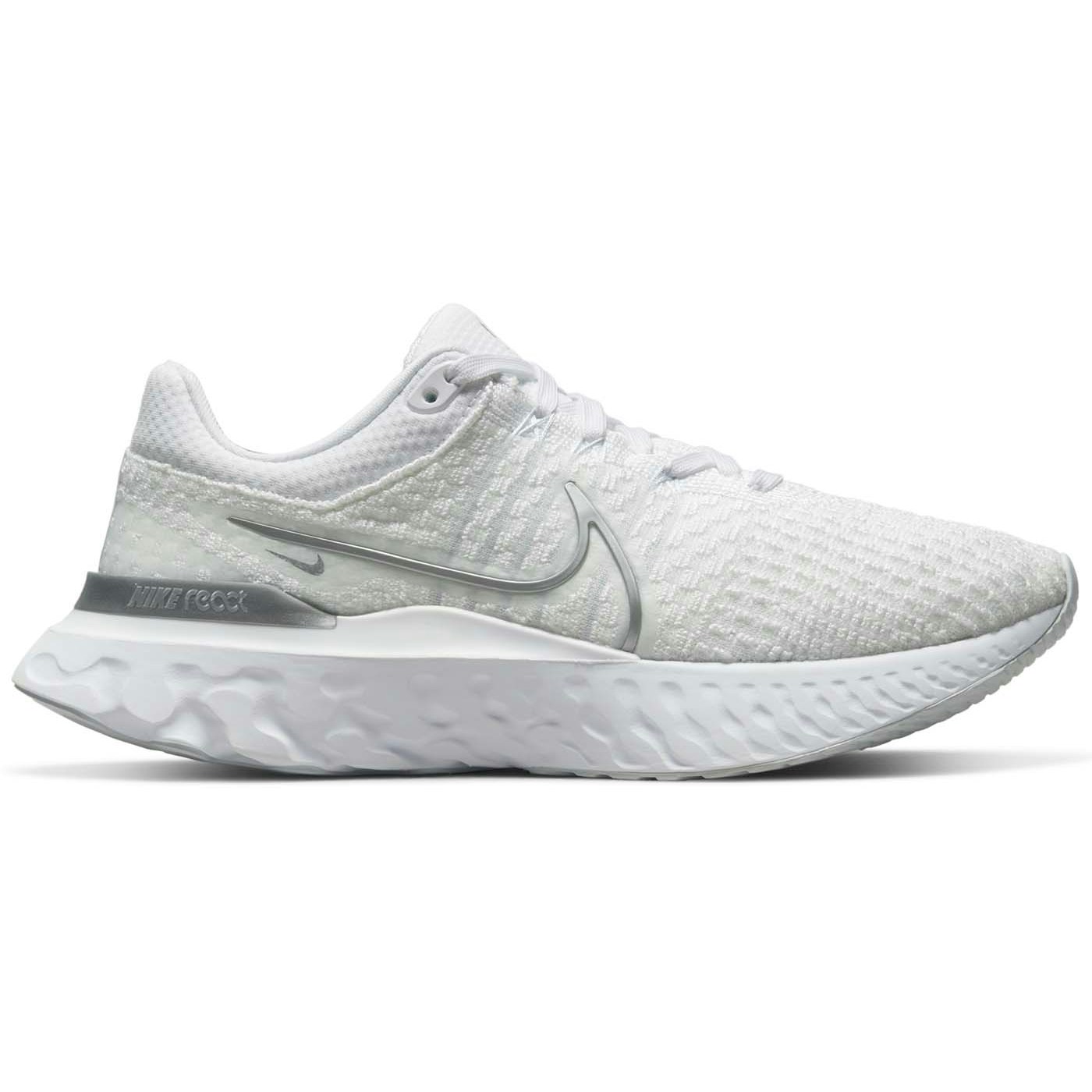 Nike React Infinity Run Flyknit 3 White Metallic Silver (Womens)