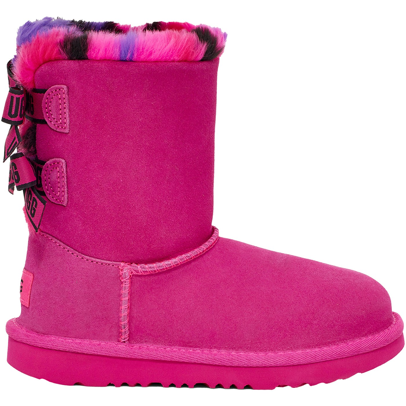 UGG Bailey Bow Plaid Punk Boot Rock Rose (Kids)