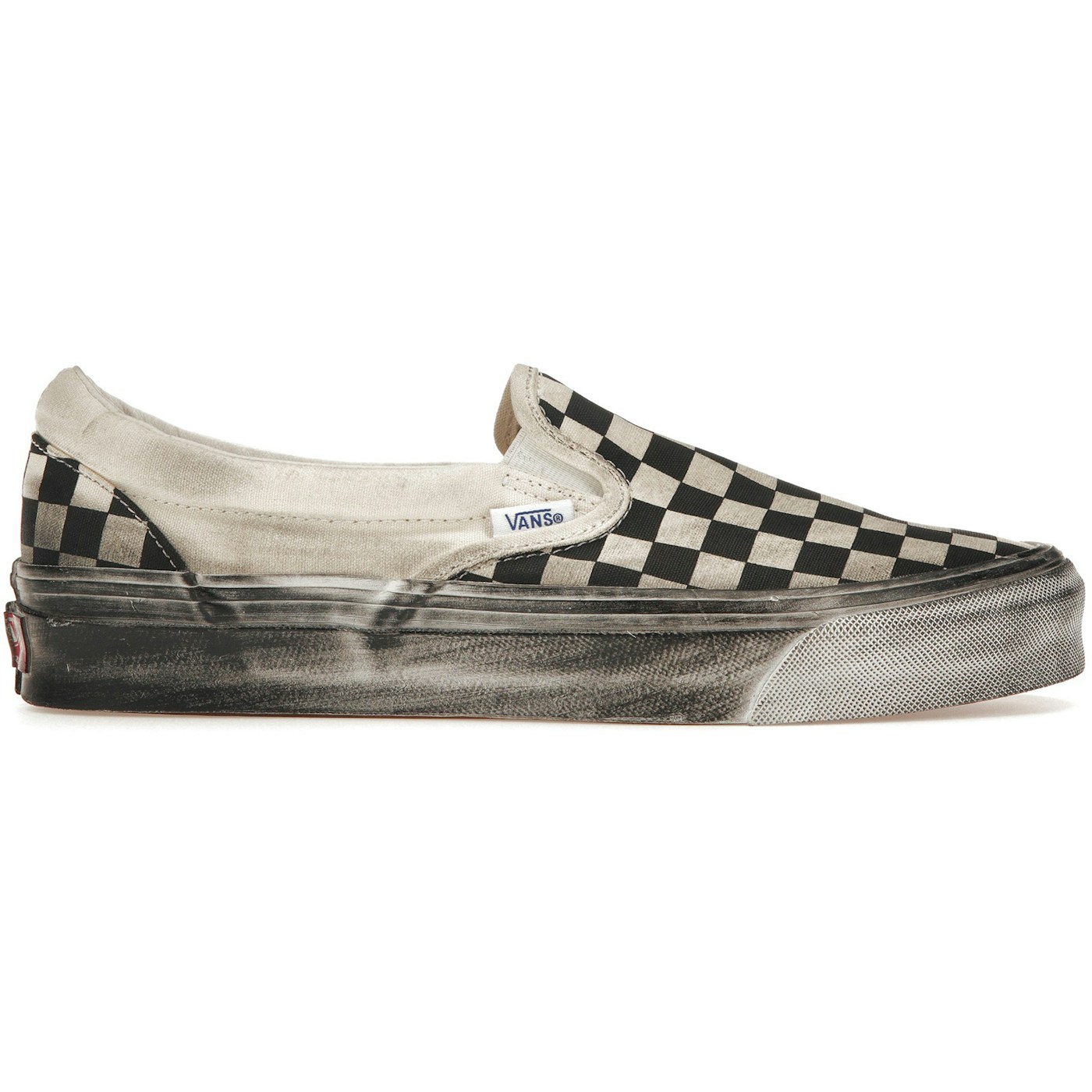 Vans Vault UA OG Classic Slip-On LX Stressed Black Checkerboard 3 Vans Vault UA OG Classic Slip-On LX Stressed Black Checkerboard