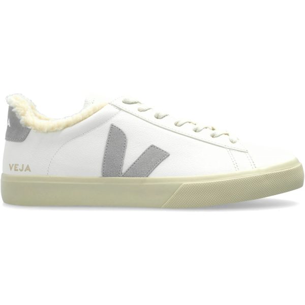 Veja Campo Fured Leather White Light Grey